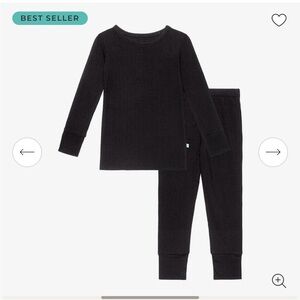 Posh Peanut Black ribbed Kids Pajama Set